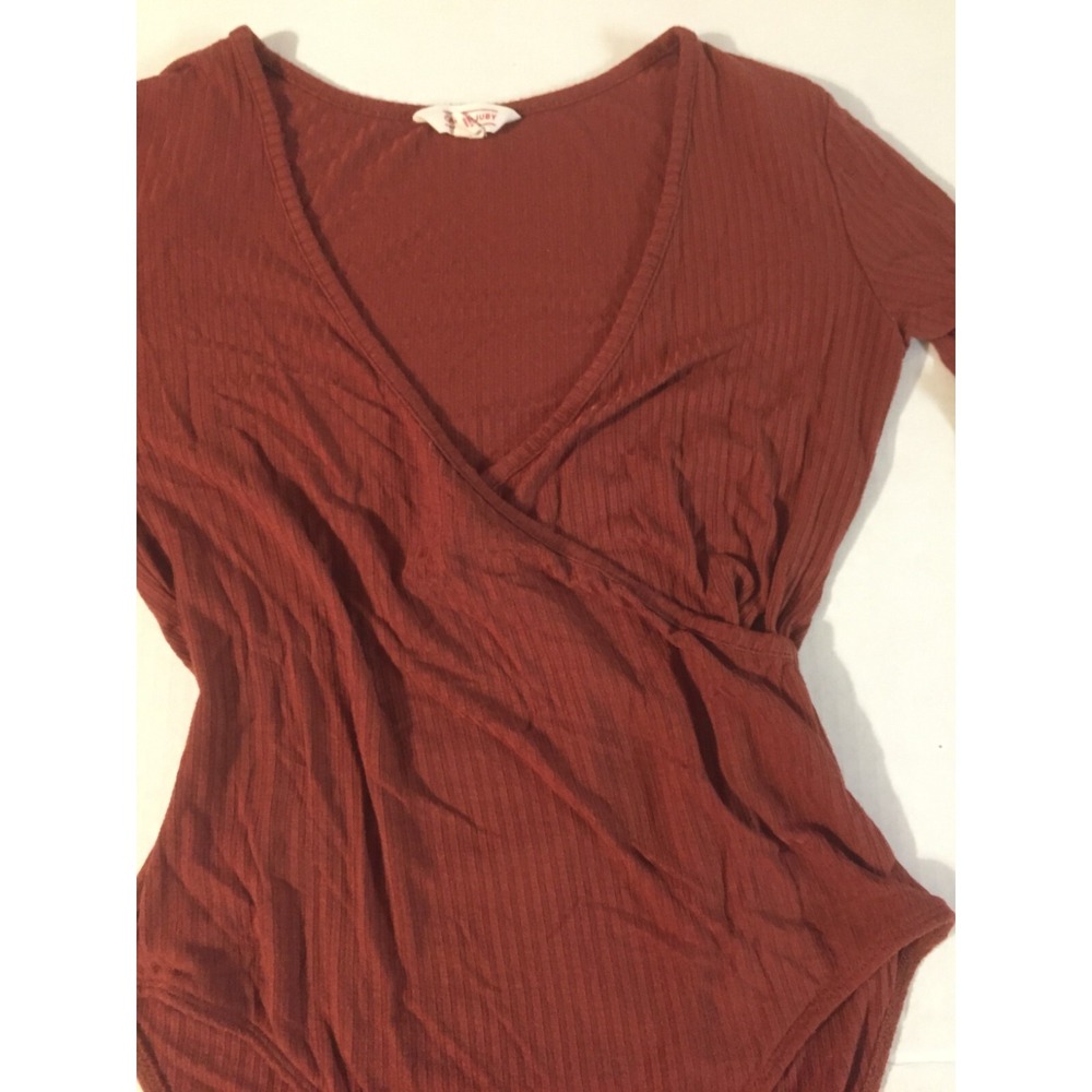Cape Juby BodySuit Womens Small Brown Long Sleeve V-Neck Long Sleeves